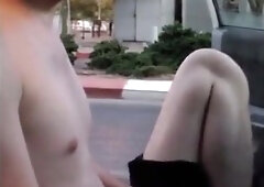 Exhibition Young Man milks in traffic