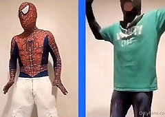 Twink cosplay, super heroes, huge cock cumming