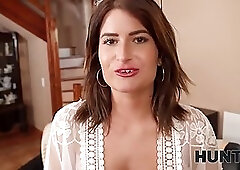 Young brunette babe with nice ass rides dick POV