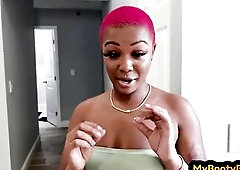 Bigass Black playgirl with large bazookas banged in IR FFM POV trio