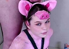 Prick sucking sub is booty banged hard