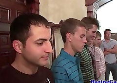 College student cocksucks in group for frat