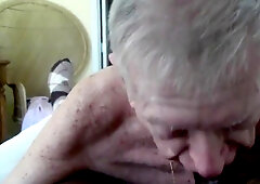 Grandpa sucks and eats cum 5
