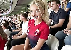 I screwed the blond Norwegian hotty I met at the World Cup and gave her a creampie in public in the stands [AI Generated]
