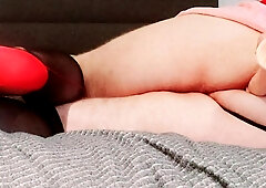 Samantha PLUS-SIZE Mature CD in stockings plowed her yam-sized arse with fuck stick