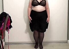 A breasty mother I'd like to fuck in ebony stockings and a lengthy petticoat bounces until her large titties fall without her brassiere. That bab