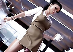 Sex in a Cafe between a Tgirl with a Large Weenie and a Floozy