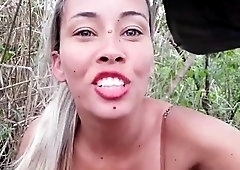 Sultry blonde teen gets pounded doggystyle by a black bull