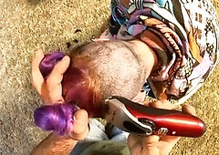 Big boobs, shave head girl