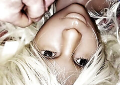 Sex doll sucks my knob until I come down her mouth maker, drink each drop