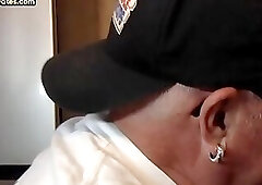 Homemade gloryhole DILF sucks cock in BJ and HJ closeup