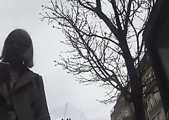 Flashing upskirt in public