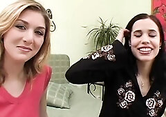 Satin Bloom and Arwen screw a ebony knob in their snatch and butt