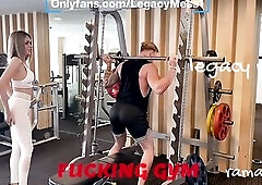 Outdoor Gym Screw Gripping Public Screw with Breathtaking Golden-haired Oriental Tranny Bangs with Her Gym Tutor