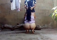 Kissing And Blowjob With My Old Lady In The Backyard, Without Fear Of The Neighbors Seeing Us