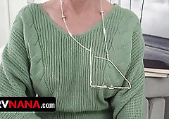 Step-grandson Accidentally Catches His Step-nana Masturbating Wildly With A Huge Sex Toy - PervNana