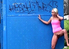 Hot and wild amateur blonde teen pissing in public