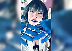 Clothed In Silver & Gloves & Rings Tina Snua Smoke A Supeking Cigarette