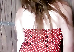 Cute and busty Russian t-girl in the solo stroking action