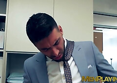 Suited Mick Stallone slides his dick in and out into the hole of Dani Robles