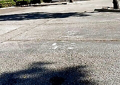 Public parking lot crossdress sexy Leggings and 7 inch heels