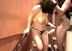 I discover my excited neighbour on the stairs that babe lets me bang her and fill her face with cum Eddie Queens