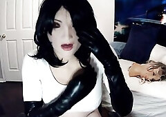 Erika & Jill Pt3! Unmasking from kigurumi doll Jill to play with rubber Erika and her rubber twat!