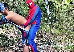 Spider-Man and Black Panther are tearing Captain America's ass apart in the bushes.