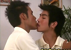 Asia twink gets his dick blown before fucked from behind