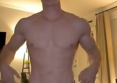 Muscled blonde hunk flex and fun part 4