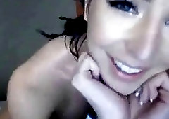 Awesome shemale hottie strokes her big long sword on webcam