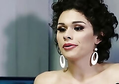 Gorgeous tranny Anaya Nae swallows enormous hard pecker