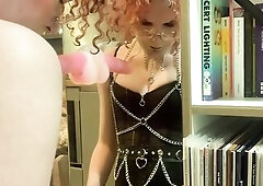 Alt whore learns to take it balls unfathomable - Emo Trans Beauty deepthroating her toys x