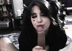 Cute Hot Punk GF Gives an Ahegao Deepthroat [POV BLOW JOB]