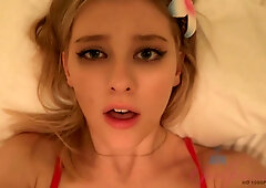 Passionate blonde teen shares intense hardcore pleasures with lover