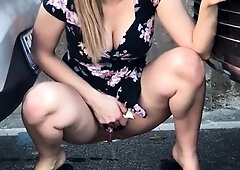 Peeing in a public car park