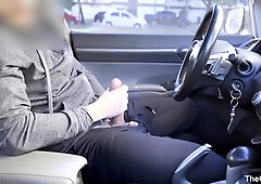 PUBLIC STREET GETTING OFF: Wanking off in the van while people are ambling around me - Immense Money-Shot