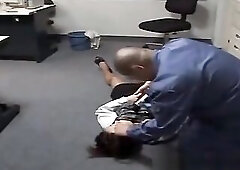 Businesswoman fucked by ugly fat janitor