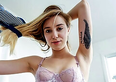 Miniature skinny blonde Haley Reed fucked in the missionary pose