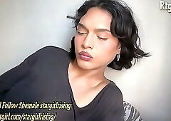 19yo slim latina tattooed trans cutie wanks on webcam