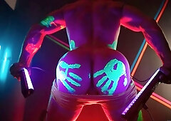 Neon dancers Olivier Robert and Theo Brady fuck as well