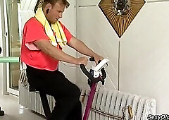 Busty redhead mature lady Marta M fuck in the gym