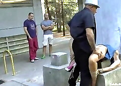 Slave fucking master outdoors