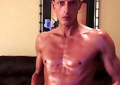 Jaymes Ash-Blonde Toying with Glass Faux-Cock, Butt-Plug and Slurps His Own Jism