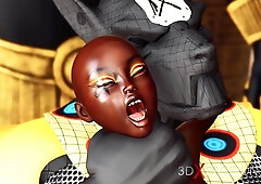 Anubis fucks hard a sexy ebony in an egyptian temple - Creampie