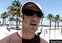 Gay boys flirting on the street on sunny day