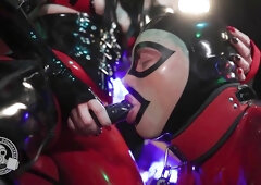 My British Rubber Gimp - Lady Bellatrix Lets Her Slave Suck Her Strap-on