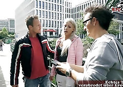 German Blonde Persuaded To Anal Threesome With 2 Men - amateur rough sex