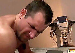 Throat gagging before fuck in the ass