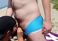 Public beach orgy with naked men getting wild